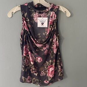 Polly & Esther Black and Pink Floral Tank Top